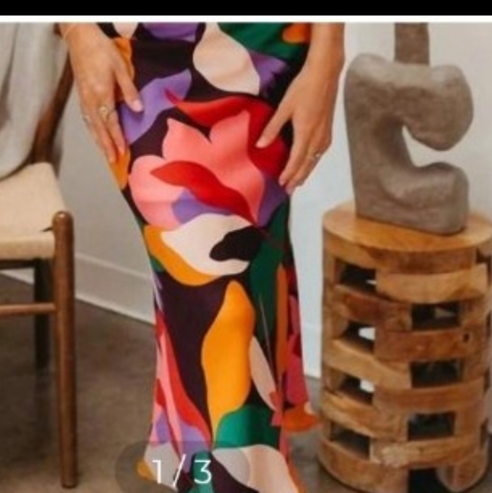 Sunland 17 Womens When in Rome Midi Colorful Skirt Lizzard Thicket Print NWT S